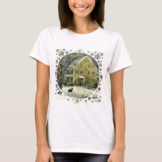 Scottish Terrier Old Fashioned Winter T-Shirt (Vorderseite)