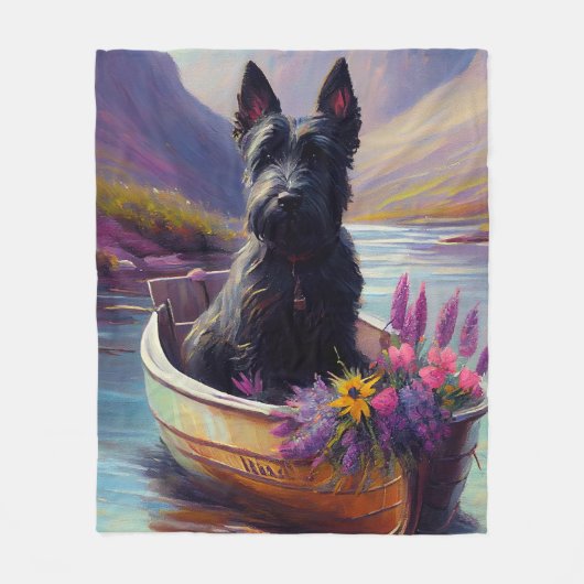 Scottish Terrier on a Paddle: Ein Landschaftliches Fleecedecke (Vorderseite)