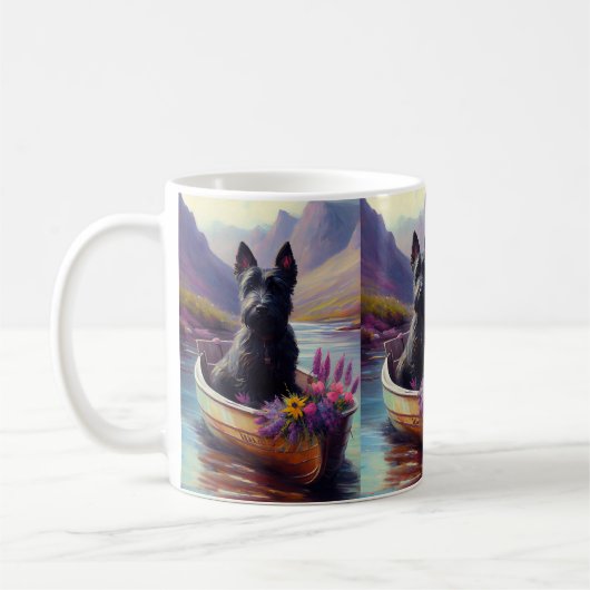 Scottish Terrier on a Paddle: Ein Landschaftliches Kaffeetasse (Links)