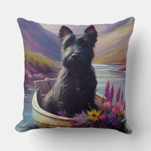Scottish Terrier on a Paddle: Ein Landschaftliches Kissen