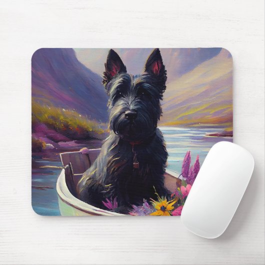 Scottish Terrier on a Paddle: Ein Landschaftliches Mousepad (Mit Mouse)