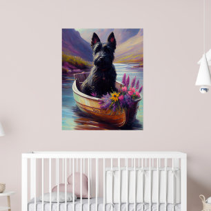 Scottish Terrier on a Paddle: Ein Landschaftliches Poster
