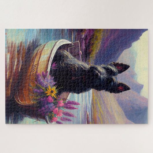 Scottish Terrier on a Paddle: Ein Landschaftliches Puzzle (Horizontal)