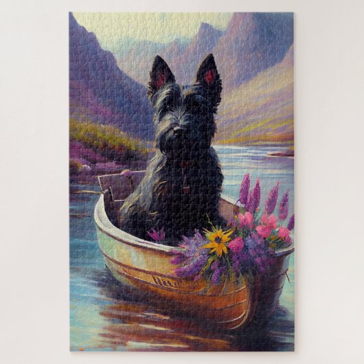 Scottish Terrier on a Paddle: Ein Landschaftliches Puzzle (Vertikal)
