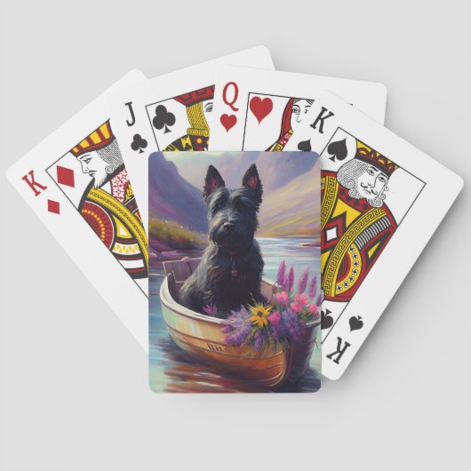 Scottish Terrier on a Paddle: Ein Landschaftliches Spielkarten (Rückseite)