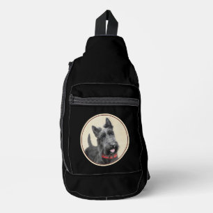 Scottish Terrier Painting Black Original Dog Art Crossbody Bag