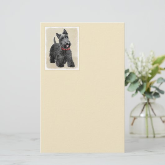 Scottish Terrier Painting - Niedliche Original Dog Briefpapier (Stehend Vorderseite)
