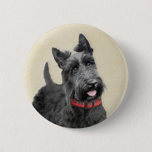 Scottish Terrier Painting - Niedliche Original Dog Button (Vorderseite)