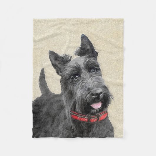 Scottish Terrier Painting - Niedliche Original Dog Fleecedecke (Vorderseite)