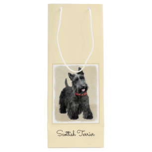 Scottish Terrier Painting - Niedliche Original Dog Geschenktüte Für Weinflaschen