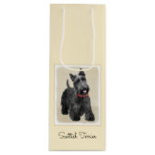 Scottish Terrier Painting - Niedliche Original Dog Geschenktüte Für Weinflaschen (Vorderseite)