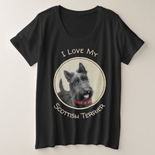 Scottish Terrier Painting - Niedliche Original Dog Große Größe T-Shirt