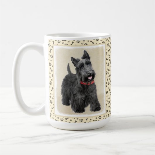 Scottish Terrier Painting - Niedliche Original Dog Kaffeetasse (Links)
