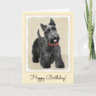 Scottish Terrier Painting - Niedliche Original Dog Karte