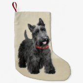 Scottish Terrier Painting - Niedliche Original Dog Kleiner Weihnachtsstrumpf (Vorderseite)
