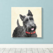Scottish Terrier Painting - Niedliche Original Dog Leinwanddruck (Insitu (Holzboden))