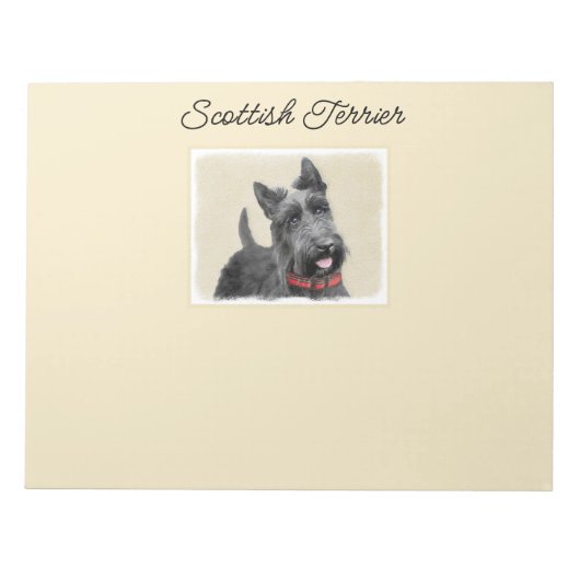 Scottish Terrier Painting - Niedliche Original Dog Notizblock (Vorderseite)