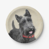 Scottish Terrier Painting - Niedliche Original Dog Pappteller (Vorderseite)