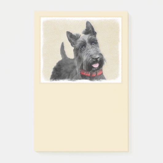 Scottish Terrier Painting - Niedliche Original Dog Post-it Klebezettel (Vorderseite)