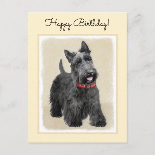 Scottish Terrier Painting - Niedliche Original Dog Postkarte (Vorderseite)