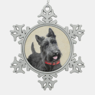Scottish Terrier Painting - Niedliche Original Dog Schneeflocken Zinn-Ornament