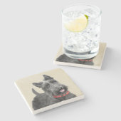 Scottish Terrier Painting - Niedliche Original Dog Steinuntersetzer (Seitenansicht)