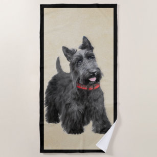 Scottish Terrier Painting - Niedliche Original Dog Strandtuch