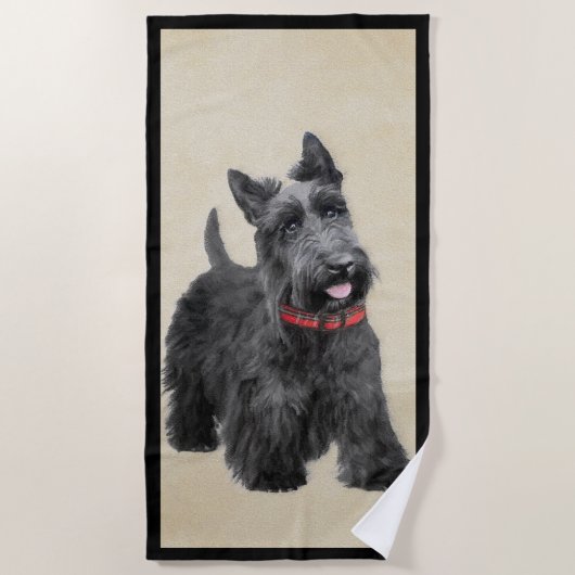 Scottish Terrier Painting - Niedliche Original Dog Strandtuch (Vorderseite)