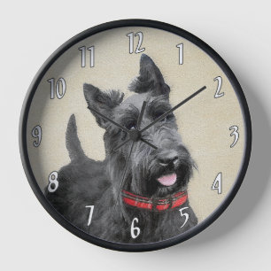 Scottish Terrier Painting - Niedliche Original Dog Uhr