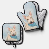 Scottish Terrier Painting Wheaten Original Dog Art Ofenhandschuh & Topflappen-Set (Vorderseite/Rückseite)