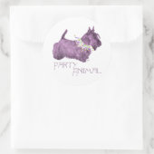 Scottish Terrier Party Animal Runder Aufkleber (Tasche)