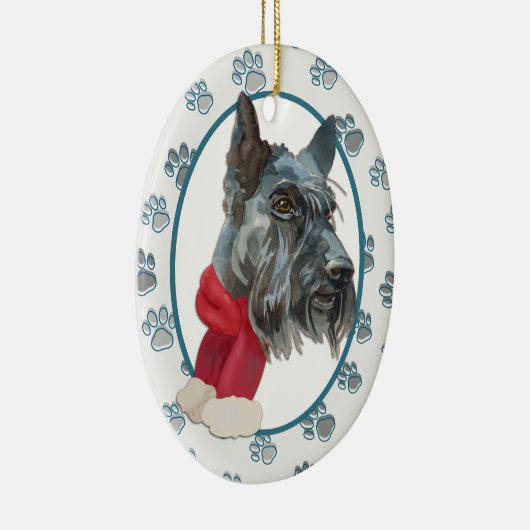 Scottish Terrier Paw Print Border Keramik Ornament (Rechts)
