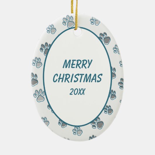 Scottish Terrier Paw Print Border Keramik Ornament (Hinten)