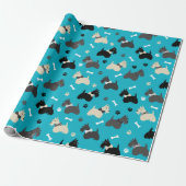 Scottish Terrier Paws and Bones Blue Geschenkpapier (Ungerollt)