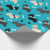 Scottish Terrier Paws and Bones Blue Geschenkpapier (Ecke)