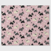 Scottish Terrier Paws and Bones Pink Geschenkpapier (Flach)