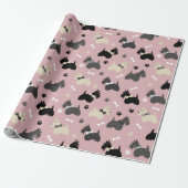 Scottish Terrier Paws and Bones Pink Geschenkpapier (Ungerollt)