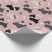 Scottish Terrier Paws and Bones Pink Geschenkpapier (Ecke)