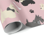 Scottish Terrier Paws and Bones Pink Geschenkpapier (Rolleneckpunkt)