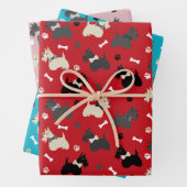 Scottish Terrier Paws and Bones Red Blue Pink Geschenkpapier Set (Beispiel)