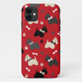 Scottish Terrier Paws and Bones Red Case-Mate iPhone Hülle (Rückseite)