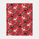 Scottish Terrier Paws and Bones Red Fleecedecke (Vorderseite)