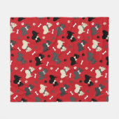 Scottish Terrier Paws and Bones Red Fleecedecke (Vorderseite (Horizontal))
