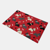 Scottish Terrier Paws and Bones Red Fußmatte (Schrägansicht)