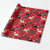 Scottish Terrier Paws and Bones Red Geschenkpapier (Ungerollt)