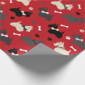 Scottish Terrier Paws and Bones Red Geschenkpapier (Ecke)