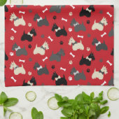 Scottish Terrier Paws and Bones Red Geschirrtuch (Gefaltet)