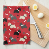 Scottish Terrier Paws and Bones Red Geschirrtuch (Viertel Falte)