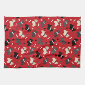 Scottish Terrier Paws and Bones Red Geschirrtuch (Horizontal)