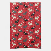 Scottish Terrier Paws and Bones Red Geschirrtuch (Vertikal)